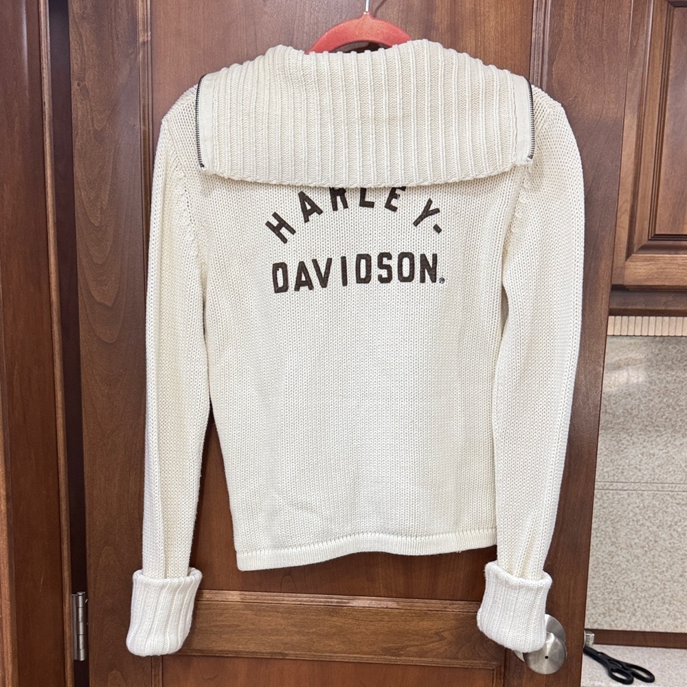 Harley-Davidson Women's Cream Knit Cardigan with Bold Back Logo